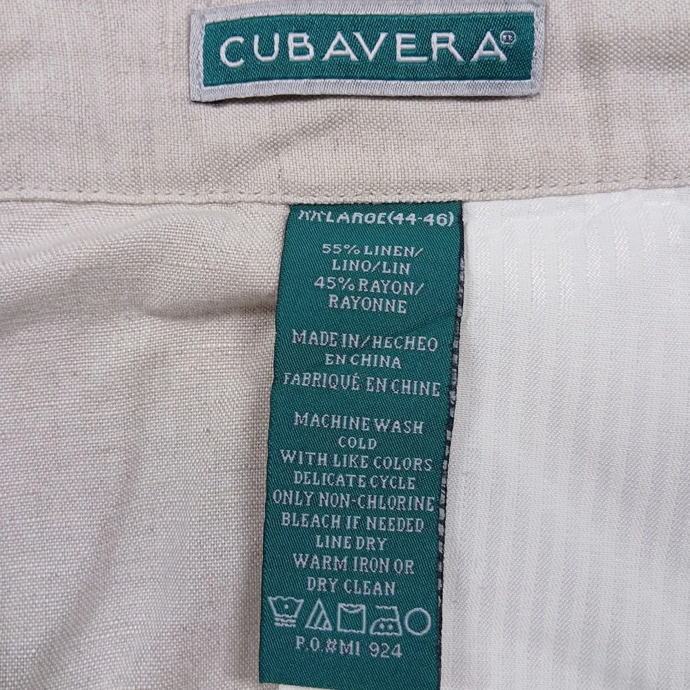 CUBANVERA Linen Blend Drawstring Pants Men's Large 44 Cream‎ Casual Lounge